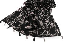 Šátek / šála / pléd s květy a střapci 80x180 cm