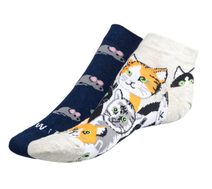 Ponožky nízké Kočka a myš - 39-42 šedá,modrá