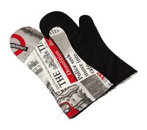 Grilovací rukavice 2ks - 24x48 cm noviny červené/černá