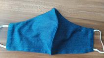 Dvouvrstvá Rouška bavlněná na gumičku s kapsou 16 cm modrá