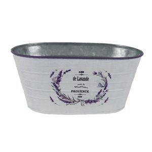 Květináč plechový motiv levandule ovál K4596/2 - Oval:23.5x13x10.5 Bottom:19x10.5