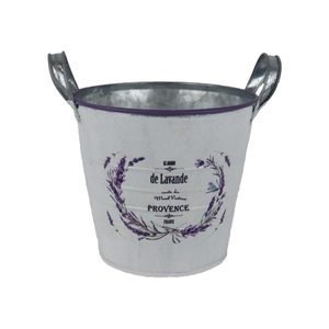 Květináč plechový motiv levandule K4595/2 - Round:14.5x13-16 Bottom:10