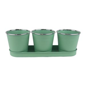 Sada 3 květináčů s táckem K3005-15 - 33 × 11 × 10.6 cm