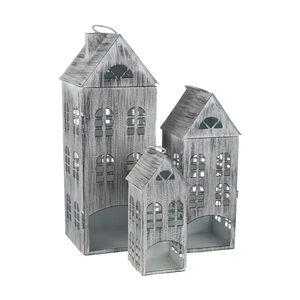 Domek na svíčku, S/3 K3680-21 - 7,5x8x21,5cm,10,5x10,5x29cm