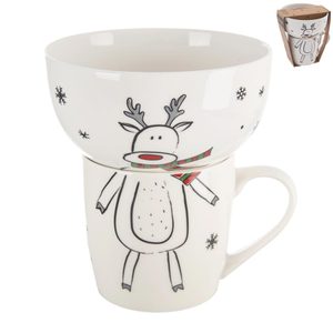 Hrnek + miska porcelánový set sob 350 ml O0501