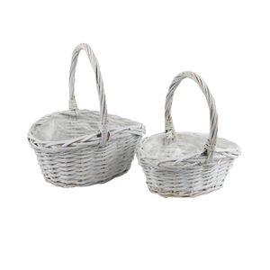 Proutěný košík bílý, sada 2 ks P2221 - 20 x 16 x 7,5 - 9 /20cm