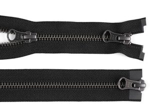 Zip kovový YKK No 5 dělitelný 2 jezdce / dvoucestný 70 cm na kožené bundy