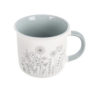Hrnek porcelánový KVĚT 400 ml zelenkavá O0482-15