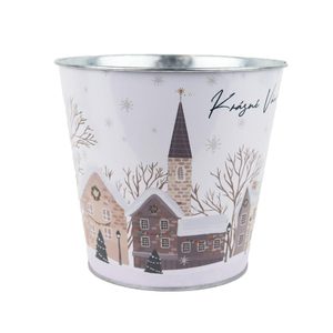 Vánoční květináč plechový K4995/3 - D16.5XH15.2 cm B:D12 cm