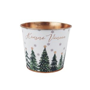 Vánoční plechový květináč K4987/1 - D12XH10 cm B:8.5 cm