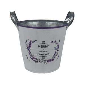 Květináč plechový motiv levandule K4595/3 - Round:16.5x15-18.5 Bottom:12