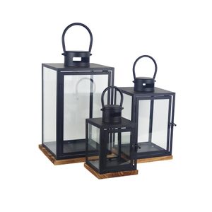 Sada 3 ks kovová lucerna, S/3 K4577 - výška 21.5 cm, 29.5 cm, 39 cm