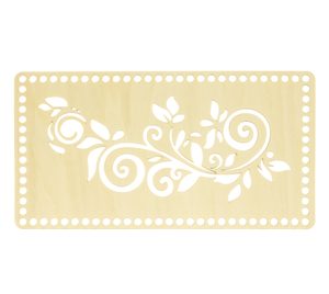 Dno - víko překližkové Natur obdélník s květinou 26x14 cm / otvory 6 mm