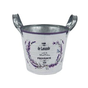 Květináč plechový motiv levandule K4595/1 - Round:12x10-13 Bottom:8.5