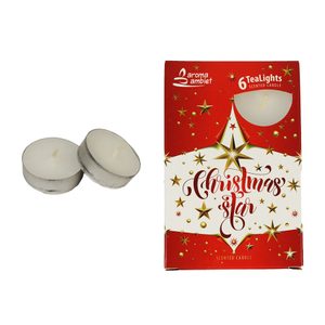 Svíčka čajová CHRISTMAS STAR WHITE 6ks MSC-TL1030 - dia 3,7 x 1,8 cm