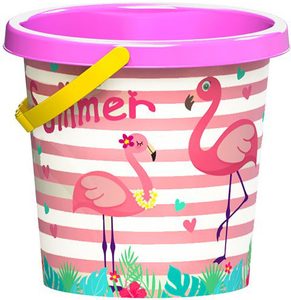 Baby veselý kbelík plameňák 17cm plast pro miminko