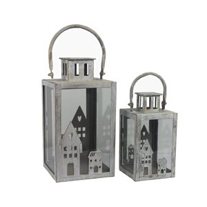 Sada 2 ks lucerna kovová K3675 / S2 - výška 25,5 cm a 19,5 cm