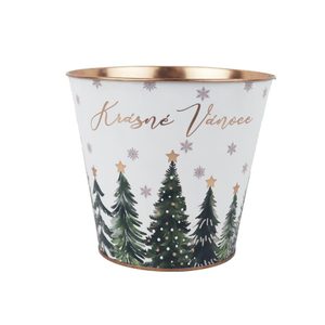 Vánoční plechový květináč K4987/3 - D16.5XH15.2 cm B:D12 cm