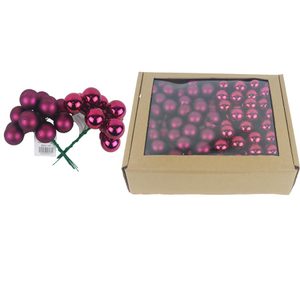 Skleněné baňky na drátku bordeaux, pr.2,5 cm, S0571-09/BOX 144 ks - 2,5 cm