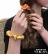 Saténová scrunchie gumička do vlasů / náramek s korálkem