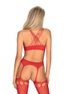 Svůdné body G313 bodystocking red - Obsessive