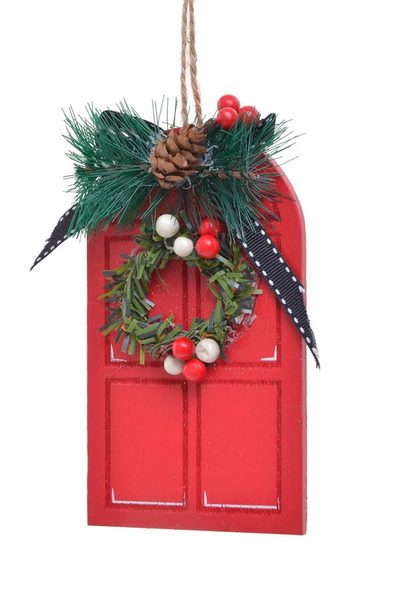 Vánoční dekorace dveře s věnečkem na pověšení