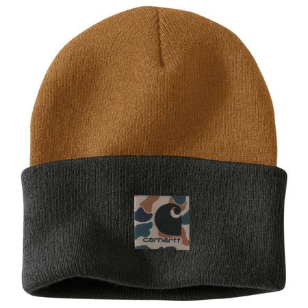 Čepice Carhartt - 105523 BRN KNIT CAMO PATCH BEANIE