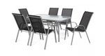Zahradní sestava stolu a 6 židlí Sevilla 2, černý/stříbrný