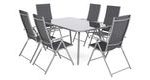 Zahradní sestava Casablanca, stůl + 6 polohovatelných židlí, stříbrná/šedá