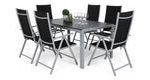 Zahradní set Ibiza se 6 židlemi a stolem 150 cm, stříbrný/černý