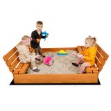 Impregnované dřevěné pískoviště Sunny 120 cm s lavičkami a víkem