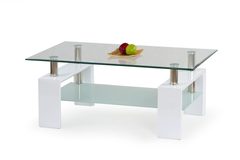 Konferenční stolek DIANA H, sklo/bílý