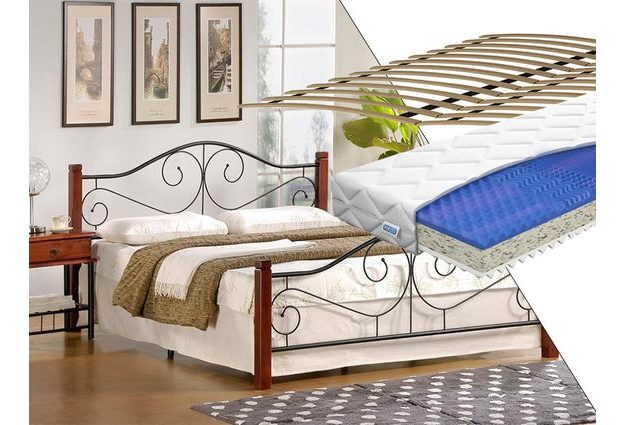 Kovová postel Violetta 160 x 200 cm s matrací a roštem