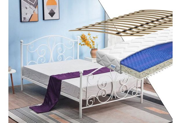 Kovová postel Panama 120 x 200 cm s matrací a roštem