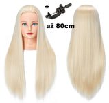 Cvičná hlava Elizabeth k prodlužování vlasů, střihy, účesy + stojan ZDARMA! až 80cm