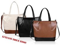 Exkluzivní Shopper Bag ESSO v nadčasovém designu - kombi nude & camel