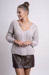 Dámský pletený svetr s copánkový vzorem - Beige