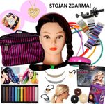 XXL Luxusní vánoční sada - Česací hlava s mega příslušenstvím – česací sada se šperky a doplňky do vlasů pro malé i velké - HIT! - stojan ZDARMA!