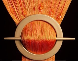 Provázková záclona Luxury s korálky- oranžová