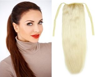 Culík/cop příčesek -100% lidské Remy vlasy 40cm, platinová blond