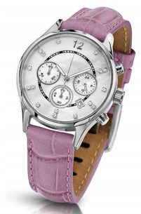 Oslnivé hodinky Geneva Pearl Swarovski stříbrné - pink