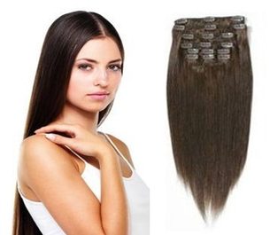 CLIP IN vlasy - 100% Lidské vlasy k prodloužení REMY, tmavě hnědé
