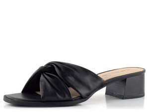 Caprice kožené pantofle na podpatku černé 9-27204-20