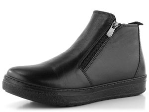 Looke čierna kožená členková obuv s dvoma zipsami Dianna L0643-10