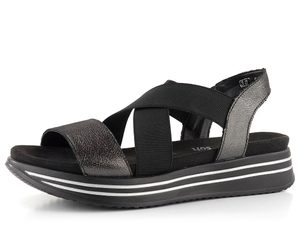 Remonte sandále s kríženými gumičkami čierne/metalické R2954-02