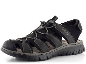 Rieker čierne pánske sandále s olivkou 26770-00