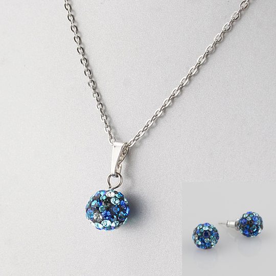 Souprava náhrdelník s náušnicemi kulička modrá Preciosa