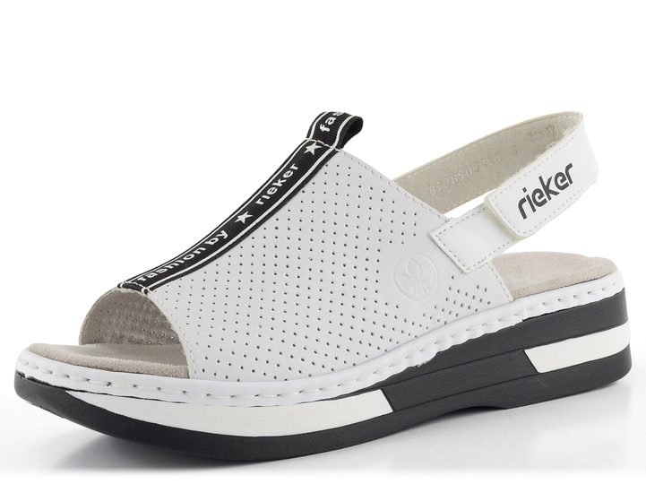 Rieker biele sandále so širokým priehlavkom V5915-80