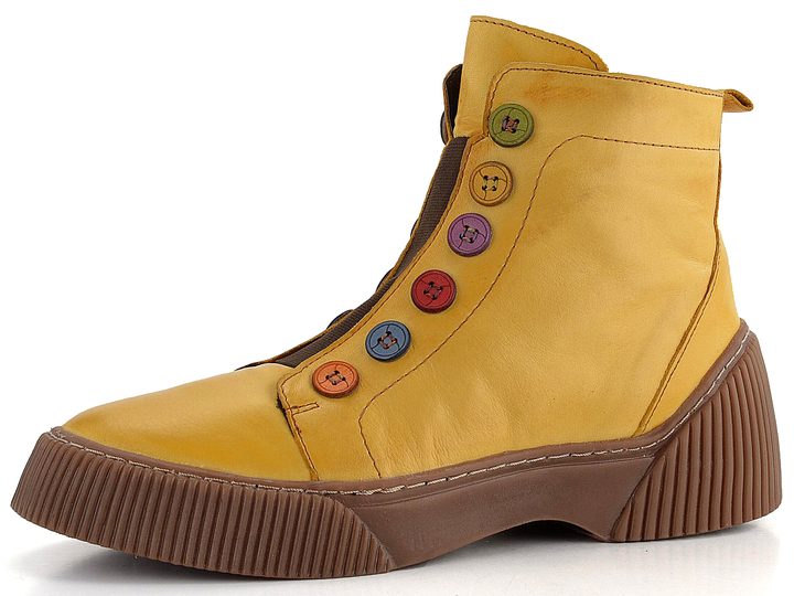 Karyoka dámska členková obuv s farebnými gombíkmi žltá 3100-493