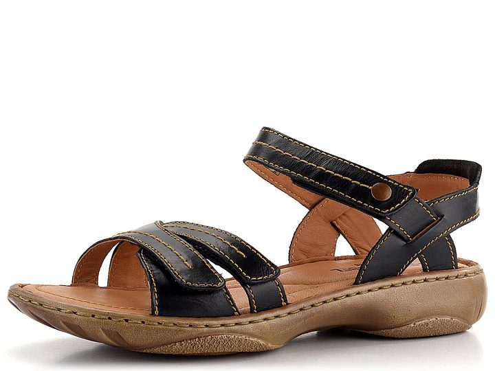 Josef Seibel černé sandály s pásky na suchý zip 7676288
